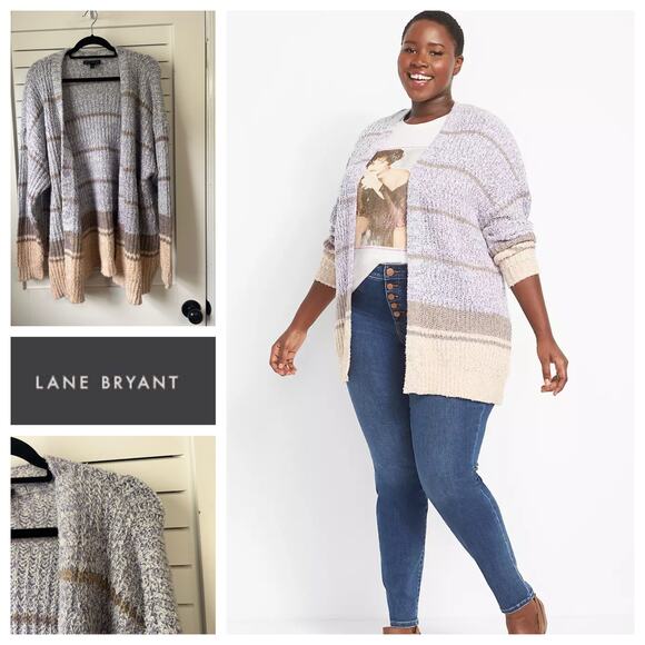 Lane Bryant Super Soft‎ Striped Oversized Cardigan 18/20 - Picture 1 of 8